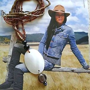 Necklace Wood, GEMSTONES & Glass Beads UNIQUE & Bohemian‎ Western Hip Necklace